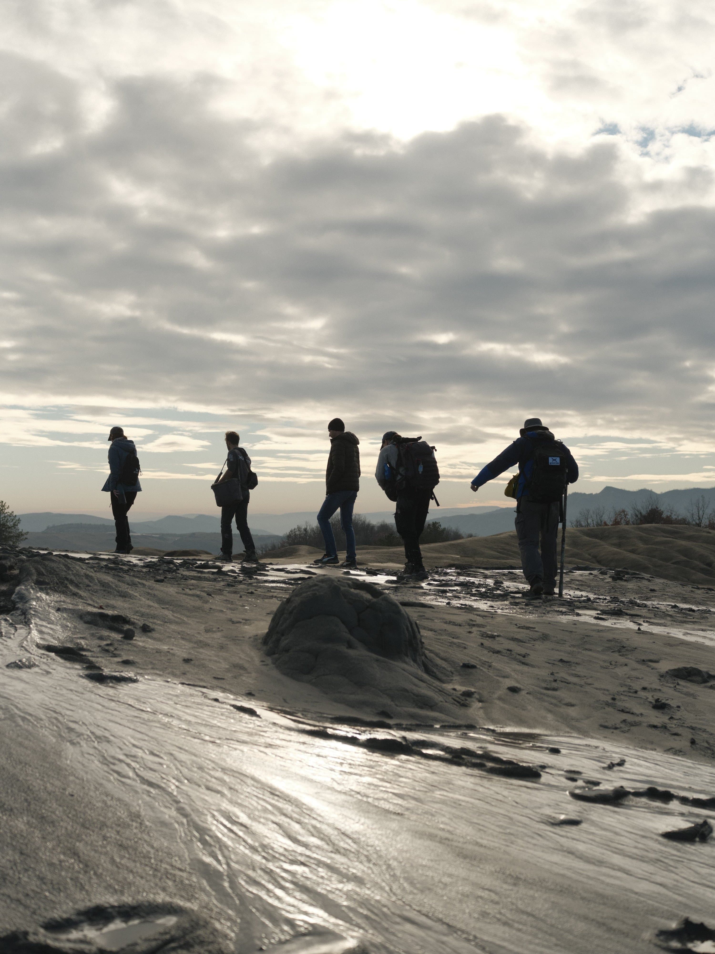 Research team on the Buzau mud volcano field site, Romania